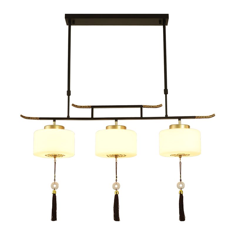 Modern Style Cylinder Shape Island Lights Metal 3 Light Island Lighting in Black
