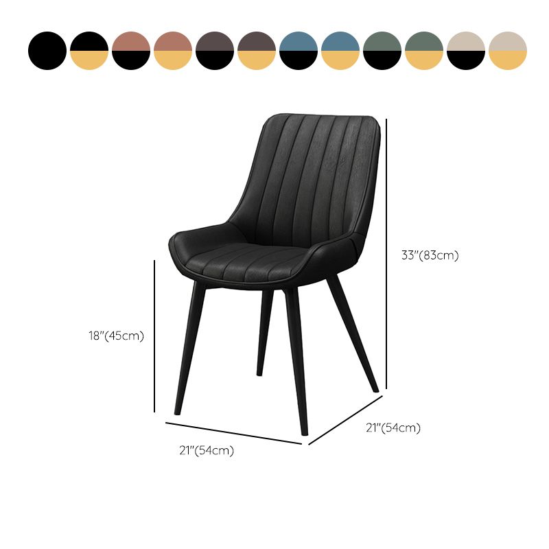 Metal Frame Dining Side Chair Faux Leather Upholstered Side Chair