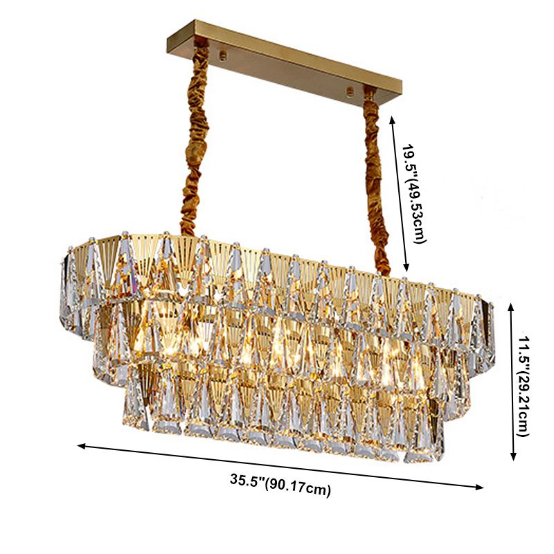Modern Lighting Chandelier Geometric Island Lamps Crystal 10 Light Island Lights in Gold Finish