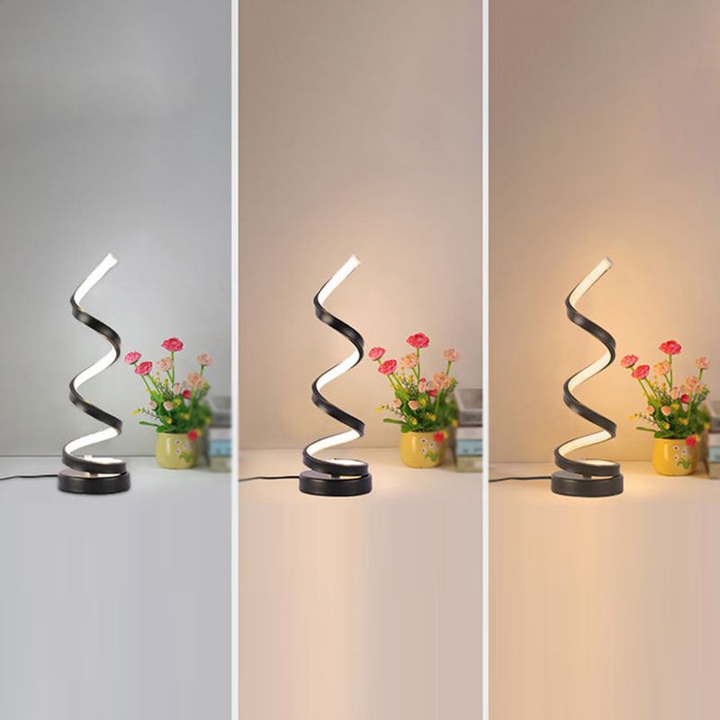 Spiral Night Table Light Contemporary Style Metal LED Table Light for Bedroom