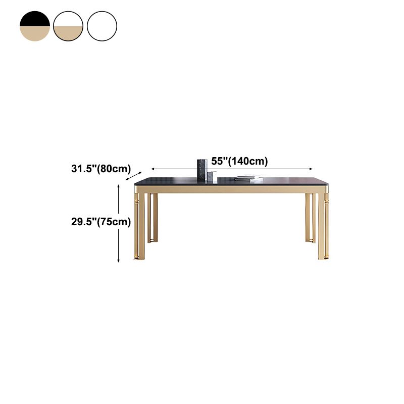 Glam Sintered Stone Home Table Gold Rectangle Dining Table with 4 Legs
