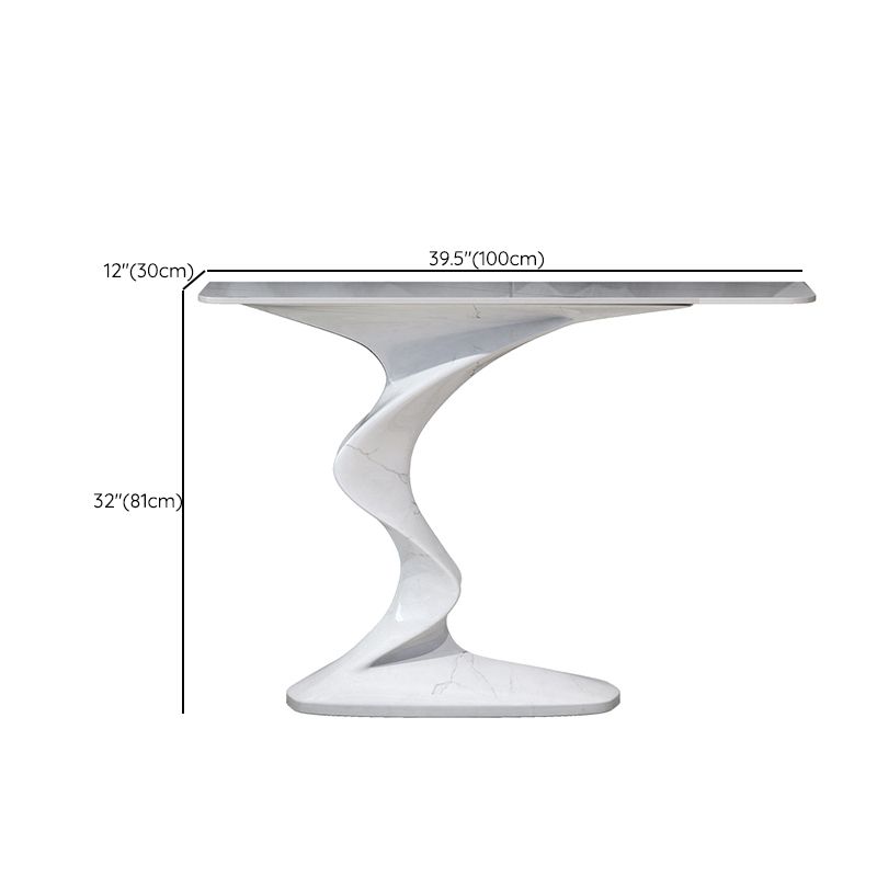 Rectangle Shape Contemporary Console Table Stone Console Sofa Table in White