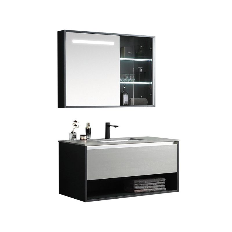 Contemporary Wooden Sink Vanity Storage Shelves Bathroom Sink Vanity