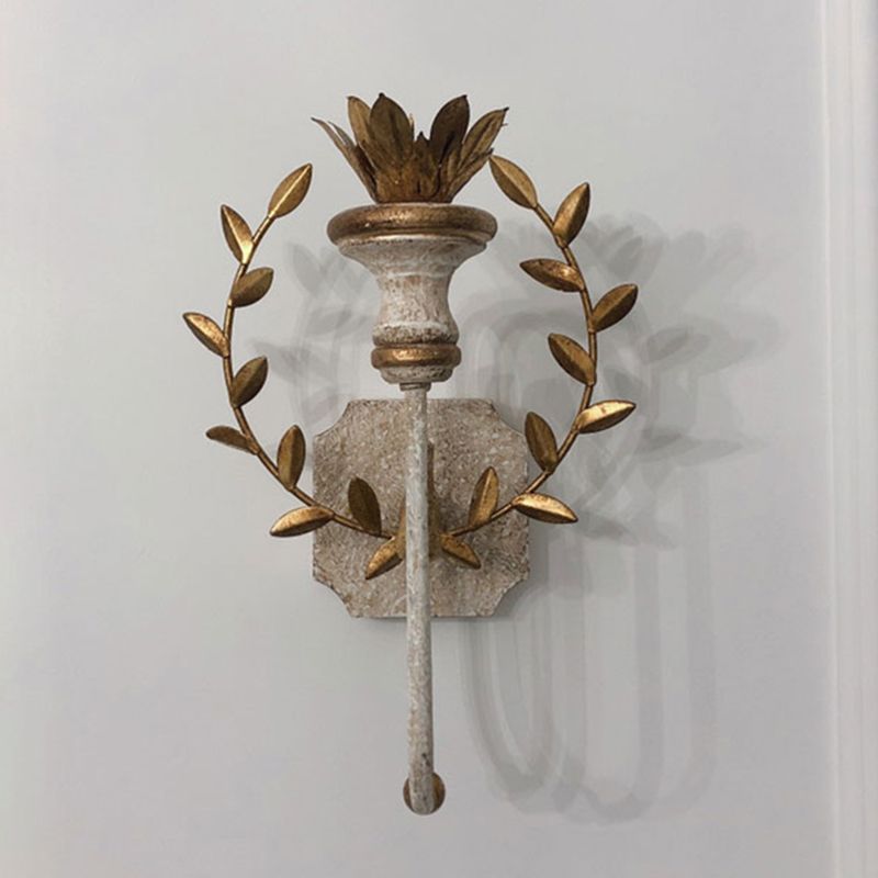 Candle Shape Wood Wall Sconces Modern 1-Light Wall Mount Light Fixture in Gold