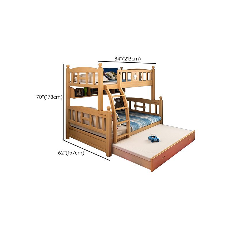 Natural Beech Bunk Bed Modern Bedroom Bunk Bed with Footboard
