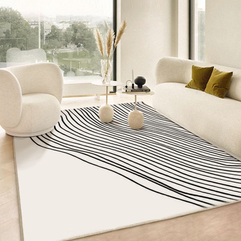 Modern Abstract Print Area Tapijt Wit Polyester Area Tapijt Non-slip achterste Tapijt voor thuisdecoratie