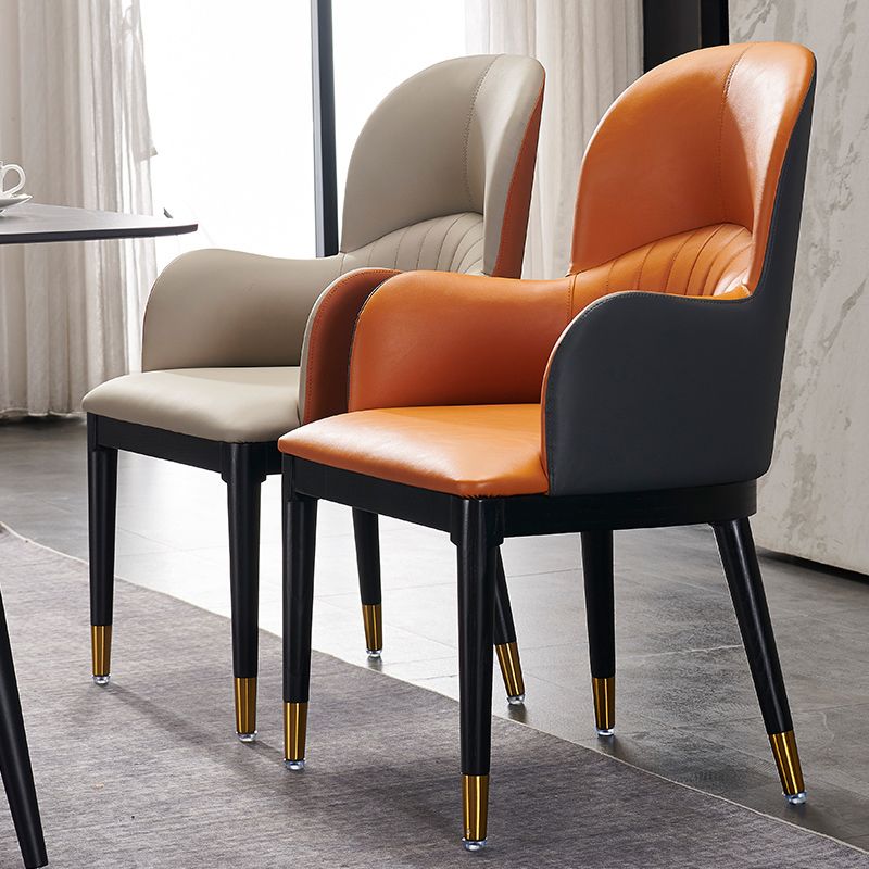 Silla lateral de comedor de cuero de diseño contemporáneo, sillón con respaldo sólido para uso doméstico