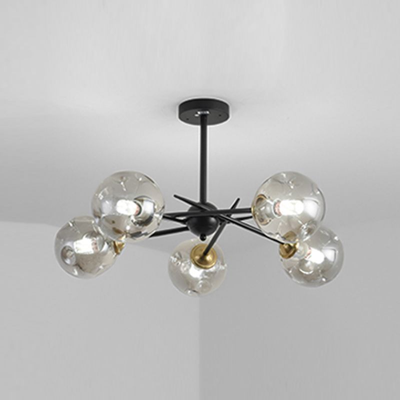 Modern Style Chandelier Light Fixture Globe Shape Glass Hanging Light for Living Room