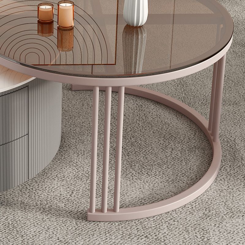 Frame Round Glam Coffee Table Slate Nesting Coffee Table Set