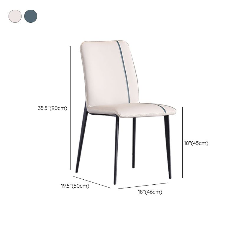 Industrial Armless Side Chairs Faux Leather Dining Chairs with Metal Legs