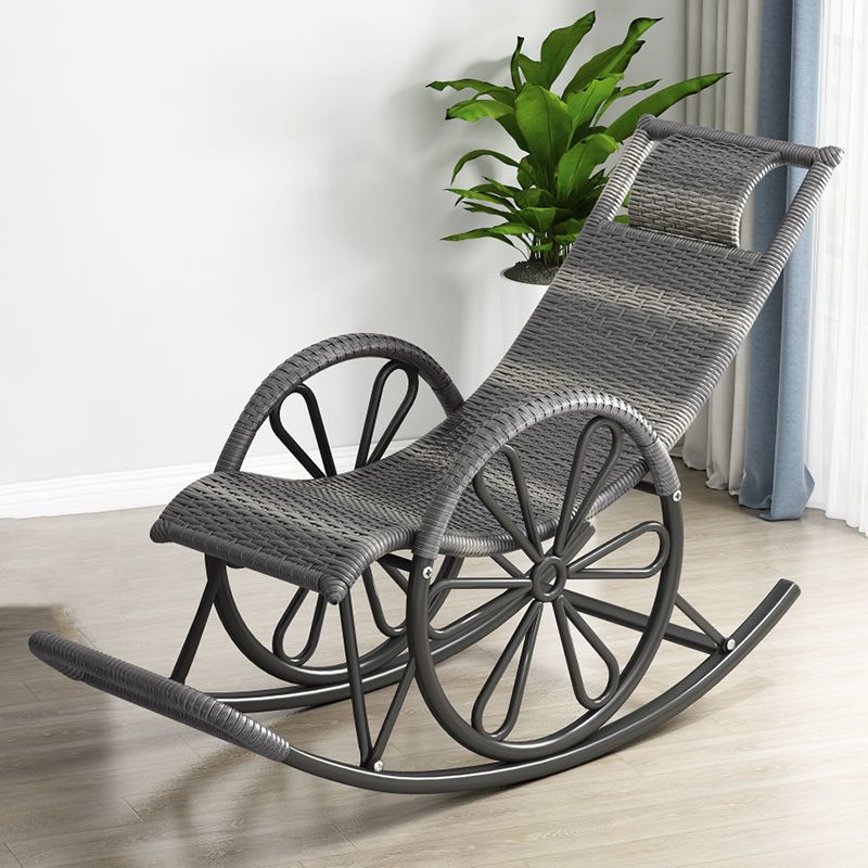 Iron Base Leisure Single Chaise Lazy Chair Balcony Recliner Rocking Chair