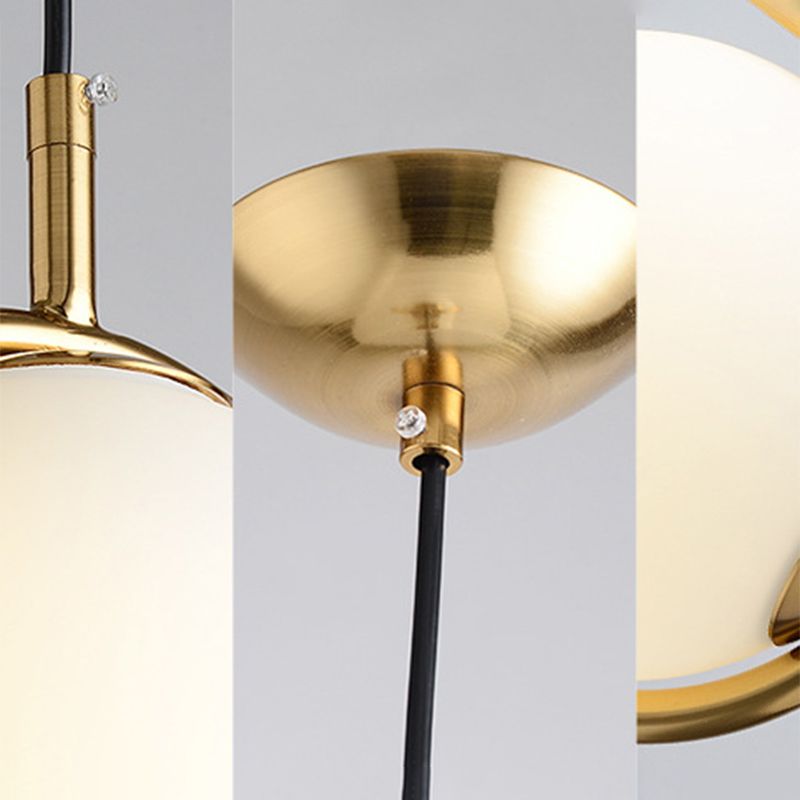 1 luminaires suspendus légers au milieu du siècle moderne en verre blanc suspendu suspendu pour chambre à coucher