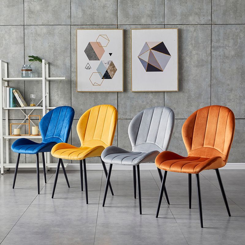 Home Scandinavian Side Chair Wingback Metal Upholstered Dining Room Chair