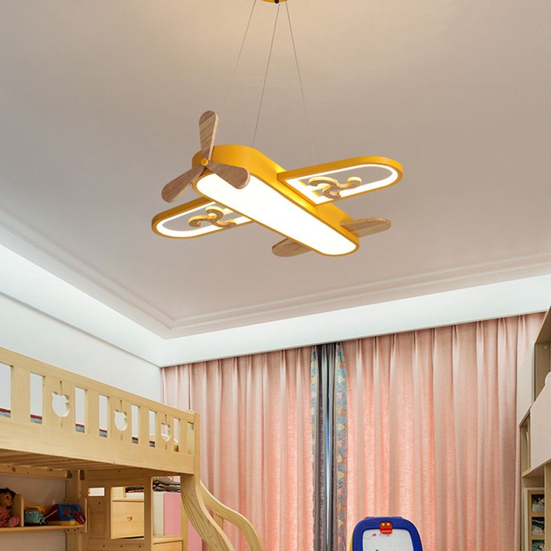 Childrens Plane Shaped Hanging Lamp Acrylic Bedroom LED Chandelier Pendant Light