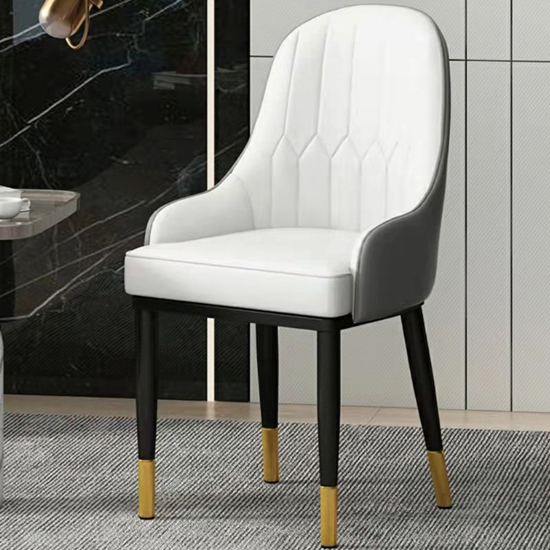 Modern Style Arm Chair Metal Solid Back Dining Chair for Kitchen