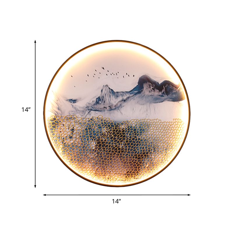 Blue Foggy Mountain Wall Mural Light Asia Aluminum LED Wall Mounted Lighting for Living Room Decoration