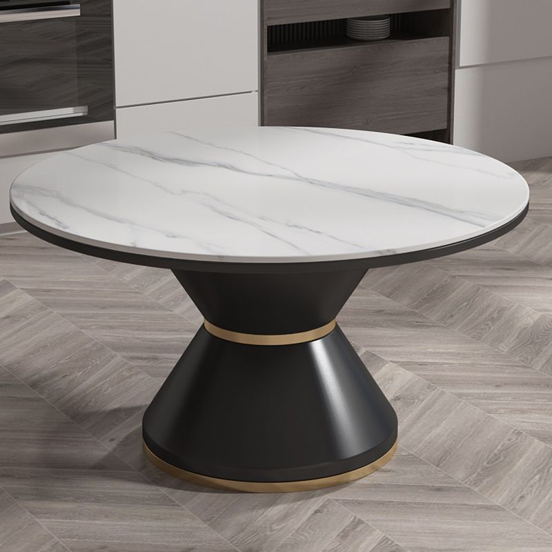 Glam 1/5/7 Pieces Dining Set Round Stone Dining Table for Dining Room