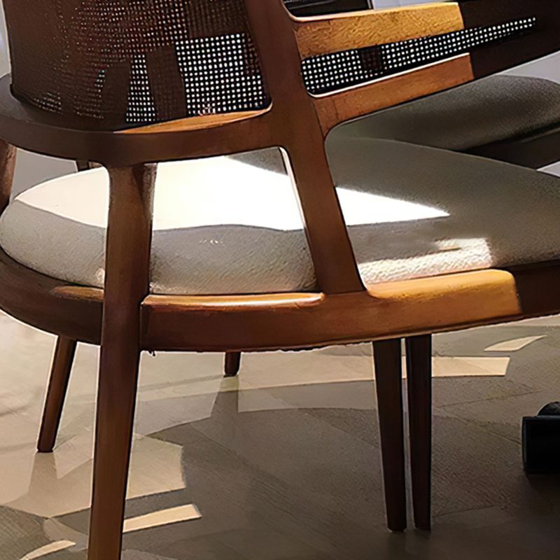 Solid Wood Lounge Chair Woven Back Side Chair with Solid Color Legs