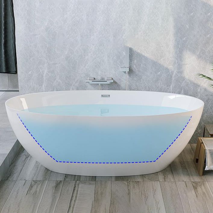 Acrylic Oval Bathtub Soaking White Modern Center Freestanding Bath