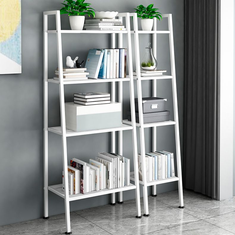 13.7" W Ladder Bookcase Open Storage Metal Bookshelf with Shelves