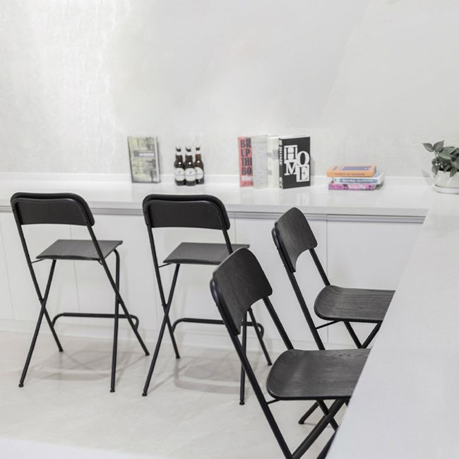 Industrial Folding Wood Stool Backrest Counter Stool for Restaurant