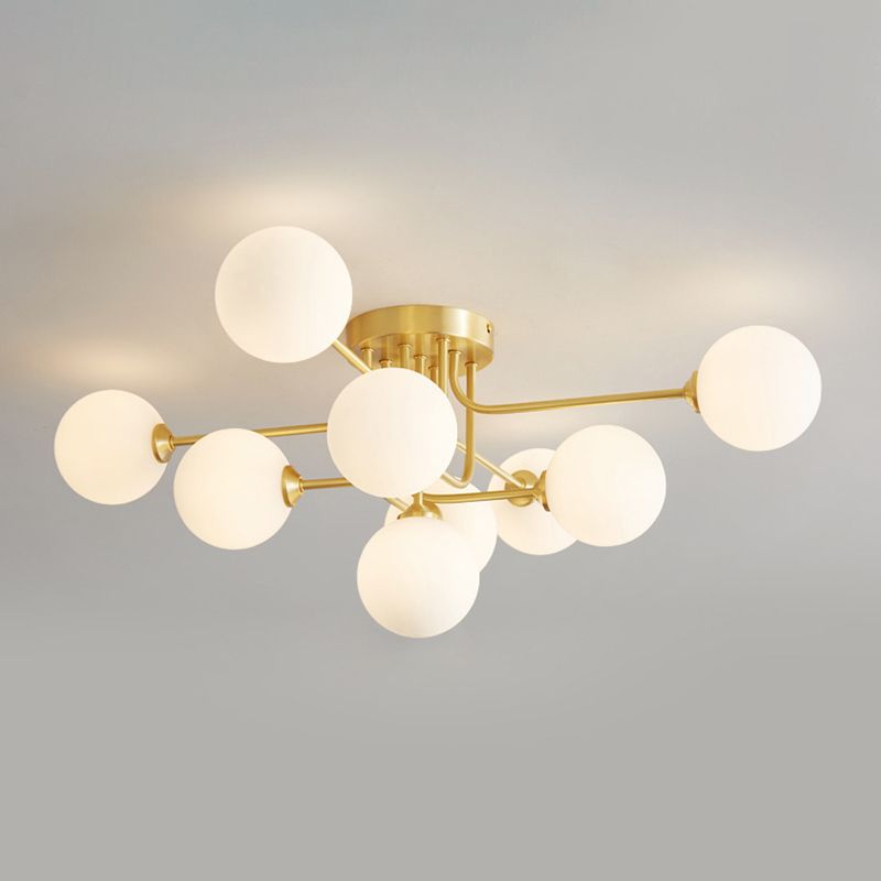Glass Ball Shape Flush Ceiling Light Modern Style Multi Lights Flush Mount Lighting