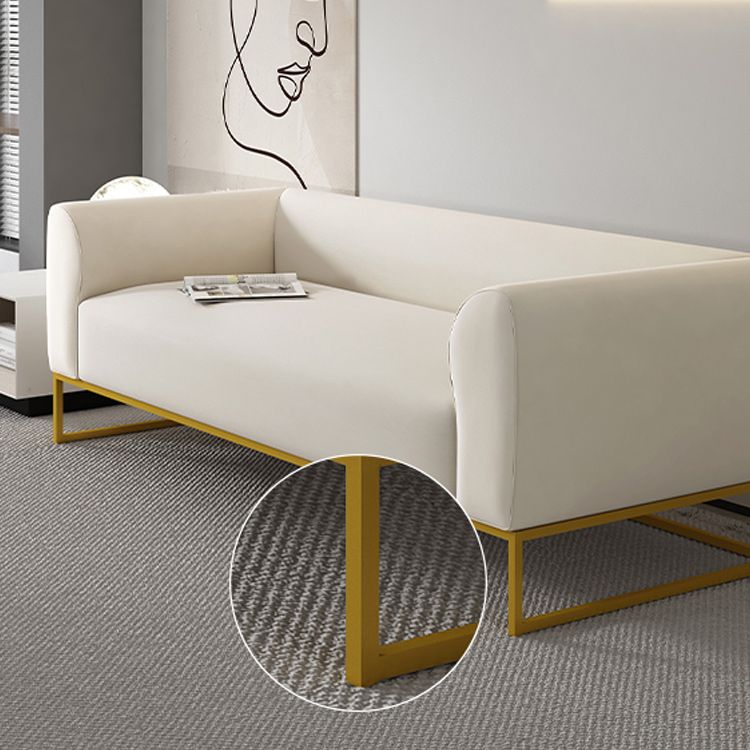 Modern 27.55" H Wood Frame Tuxedo Arm Sofa in White for Living Room