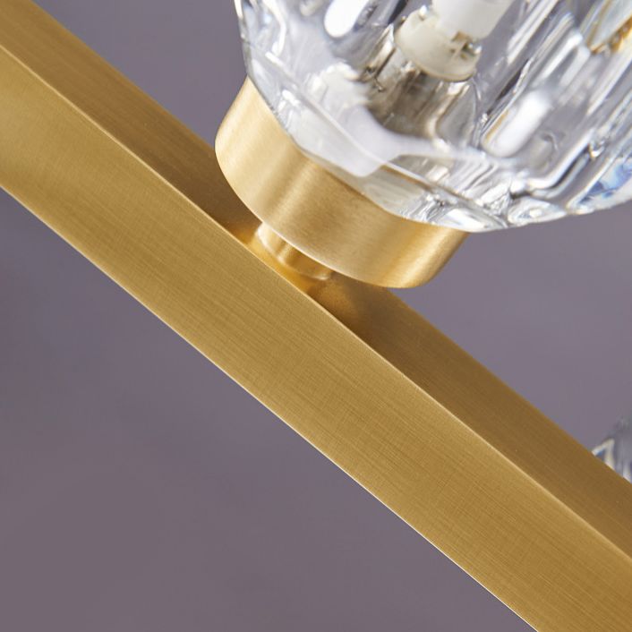 Minimalist Crystal Island Lamp, Luxury Linear Shade Island Light in Gold for Island Kitchen