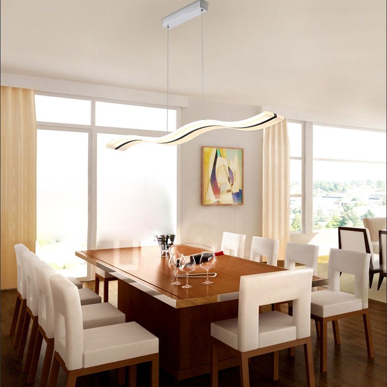 Modern Minimalist LED Island Pendant Lighting Wave Acrylic Island Ceiling Light for Living Room