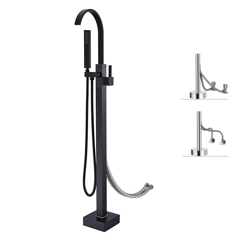 Freestanding Bathtub Faucet Floor Mounted One Lever Handle with Hose