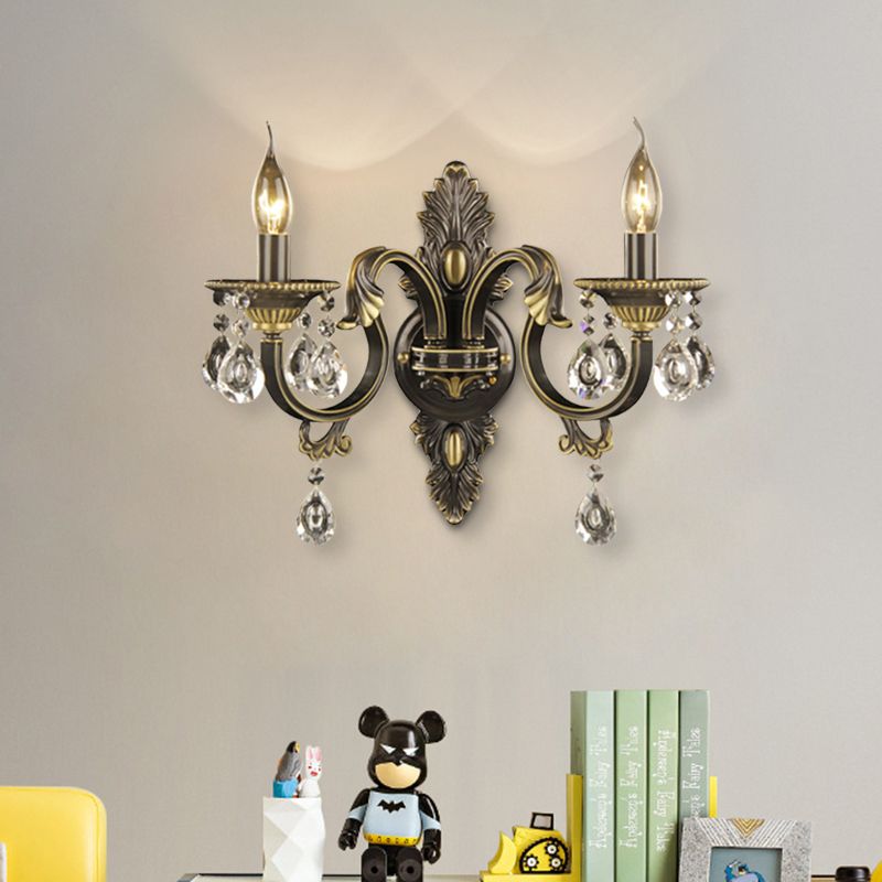 Crystal Crystal Final Black and Gol Gold Candlestick 2 Lights Nordic Wall Mount LightSture