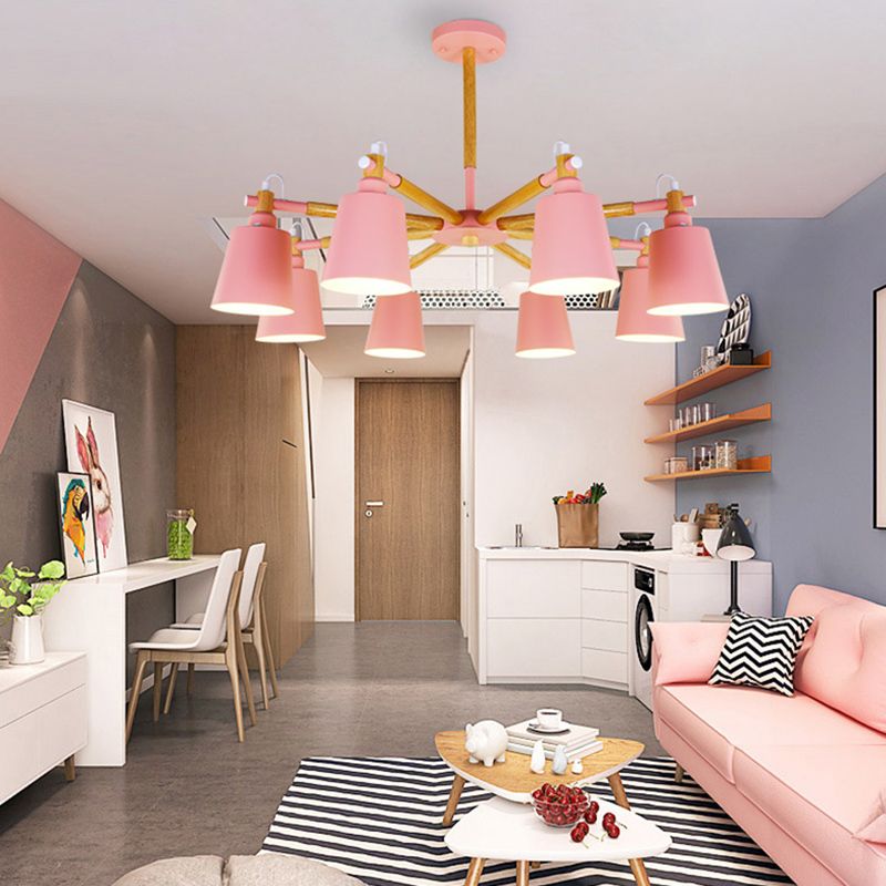 Contemporary Cone Chandelier Pendant Light Metallic Hanging Light Fixtures for Bedroom