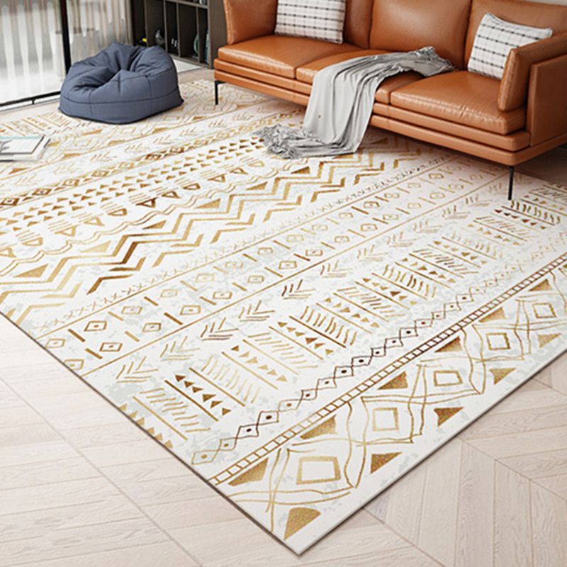 Vintage Southwestern Print Rug White Tone Polyester Area Tapijt Non-Slip Backing Rug voor de woonkamer