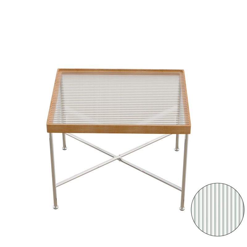 Modern Cross Legs End Slide Table Clear Tray Top Corner Table