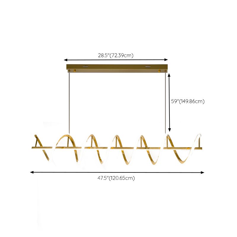 Minimalism Hanging Light Gold LED Island Light Fixture for Dining Room