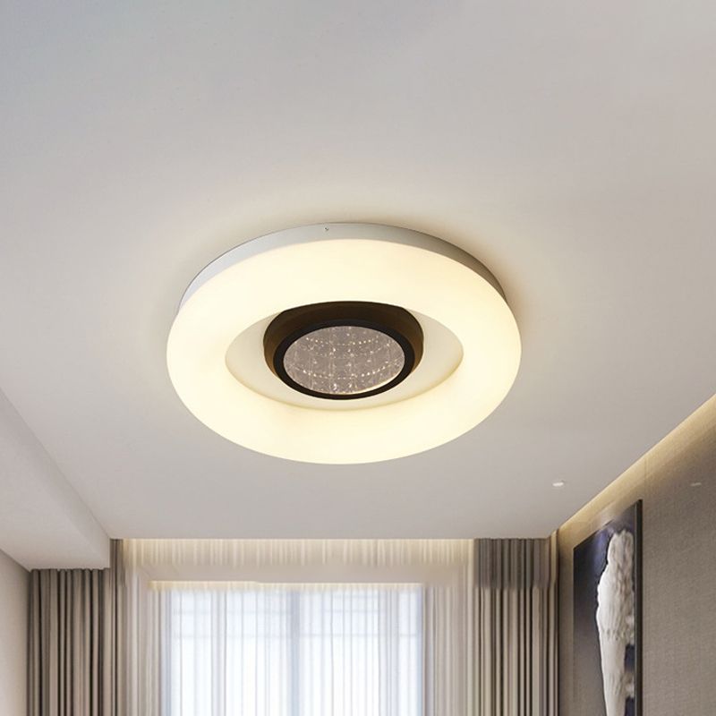 Bedroom LED Ceiling Flush Minimalist Black/Grey/Silver Flush Mount Light with Ring Acrylic Shade