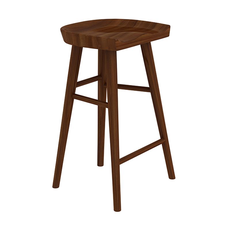 Armless Saddle Seat Counter Stool Modern Solid Wood Footrest Bar Chair