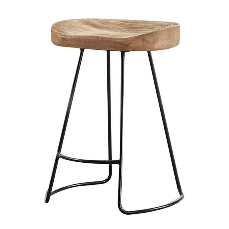 Contemporary Wooden Counter Height Stools Metal Base Bar Stool