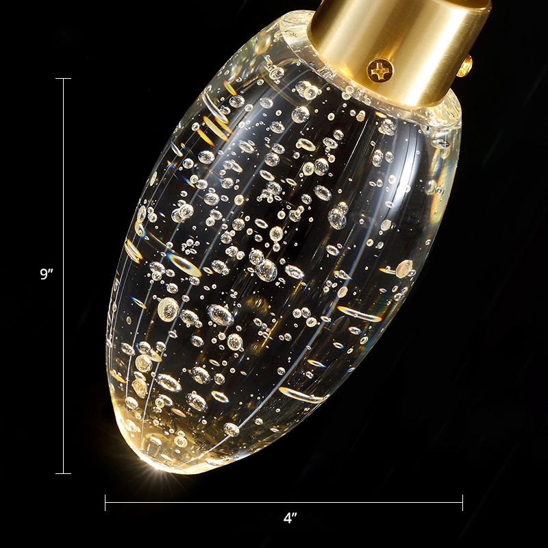 Seedy Crystal Fruit LED Pendant Light Simple Style Golden Suspension Lamp for Bedroom