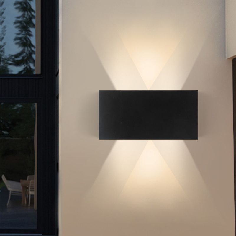 Black 4-Light LED Wall Lamp in Modern Simplicity Aluminium Rectangular Wall Light with Glass Shade