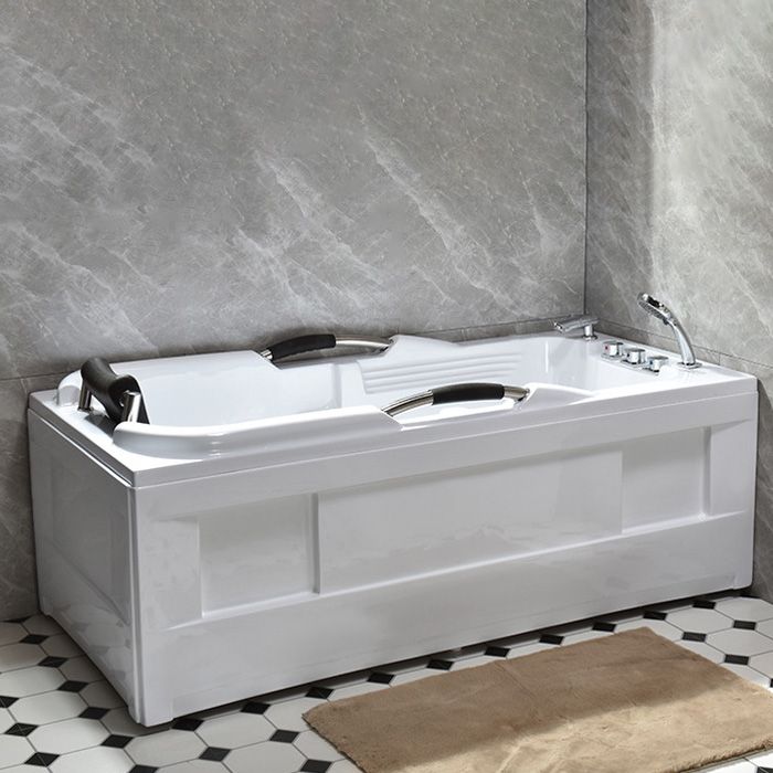 Freestanding Acrylic Rectangular Bathtub Modern Soaking White Bath