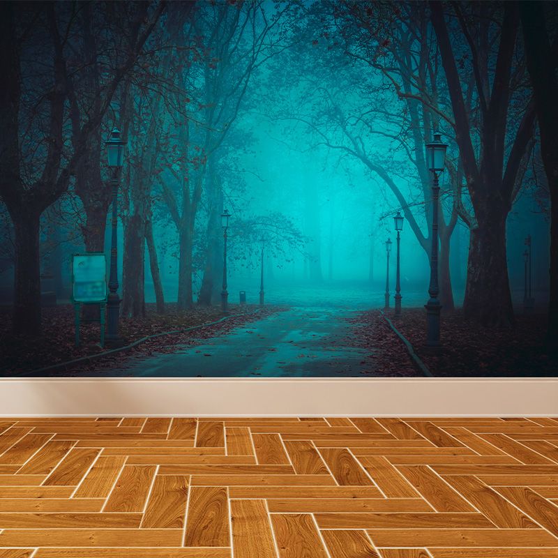 Whole Autumn Forest Mural Modern Mysterious Scenery Wall Art in Dark Color for Home