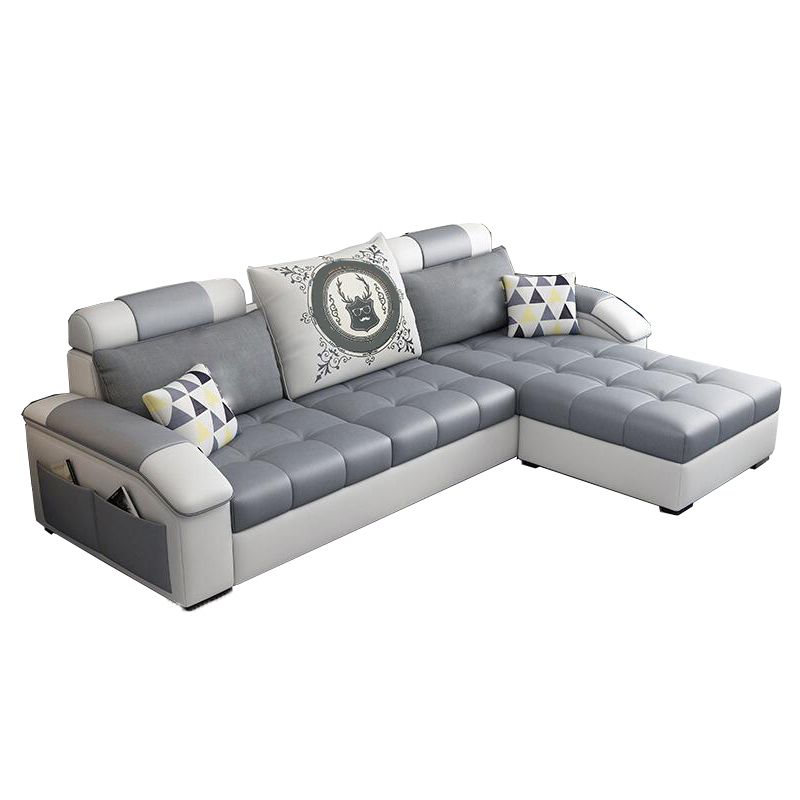 Modern Square Arm Sectionals 31.5"H High Back Sofa with Storage