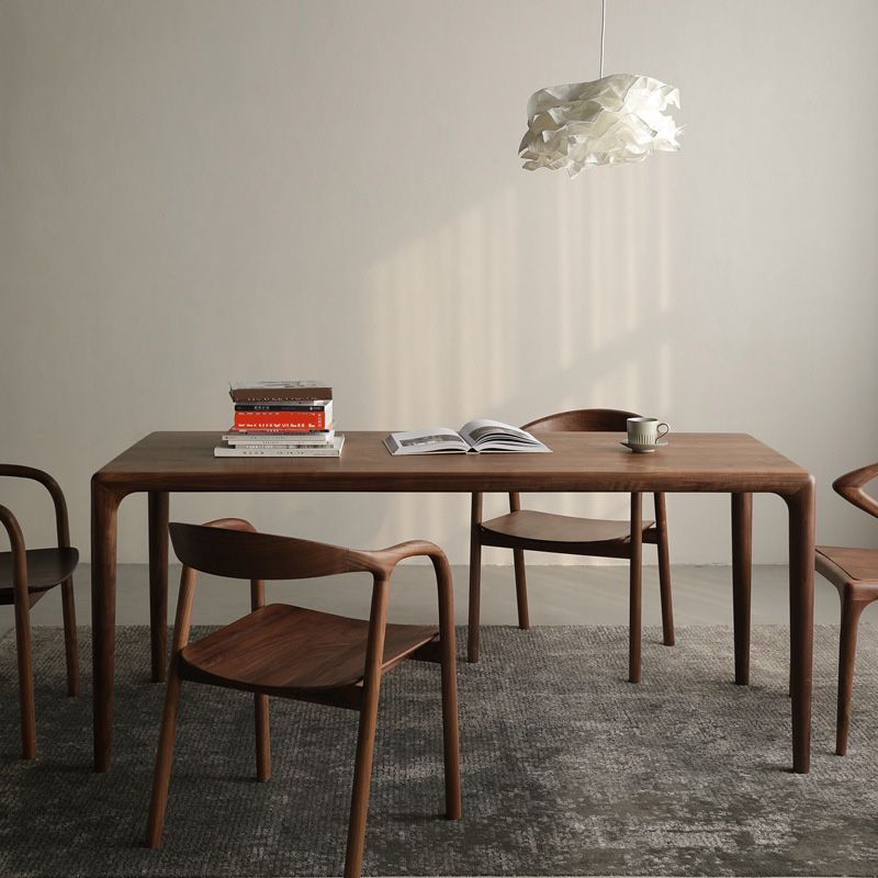 Industrial Dining Table Rectangular Table with Wooden Legs for Home Use