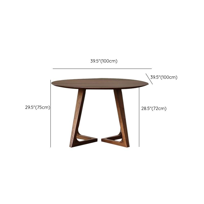 Round Brown Base Dining Table Modern Wood Table for Dining Room