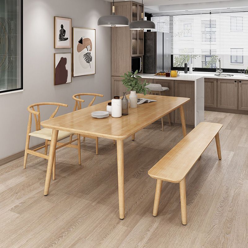 Glam Rectangle Dining Table Wooden Table with Wood Legs for Home