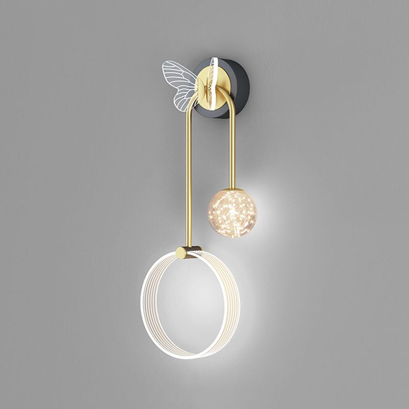 Modern Style Spherical Shape Wall Sconce Glass 3 Light Wall Lighting for Bedroom