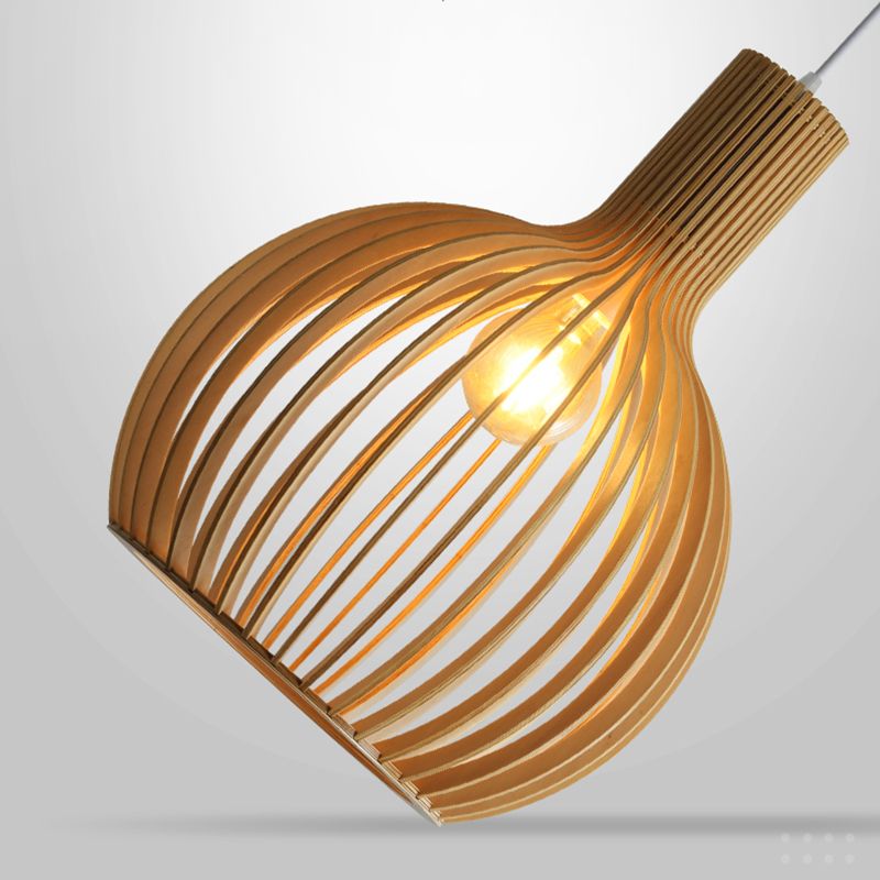 Geometric Shape Wood Hanging Light Modern Style 1 Light Hanging Light Fixtures in Brown