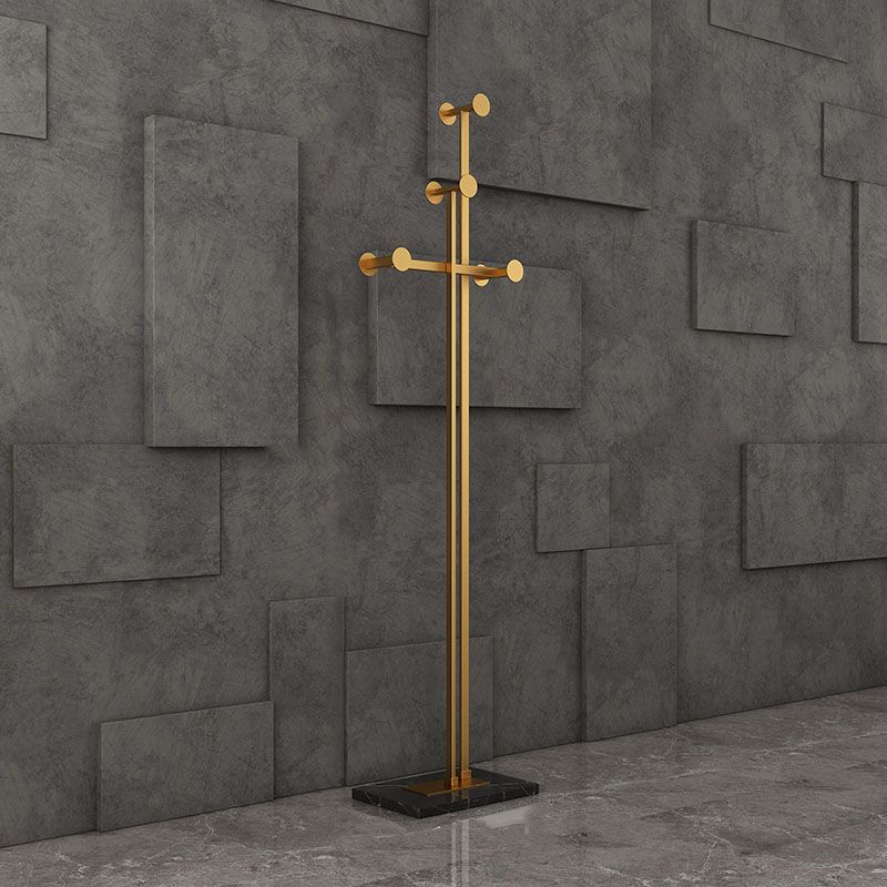 Glam Coat Rack Free Standing Coat Hook Metal Hall Stand with Square Slate Base