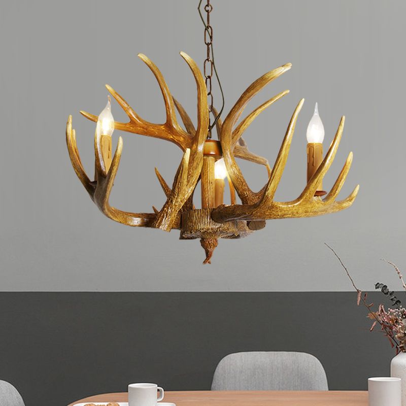Cangetto del ristorante Antler Pendant lampadario in resina tradizionale 3/4/5 lampadine kit di luce a soffitto marrone sospeso